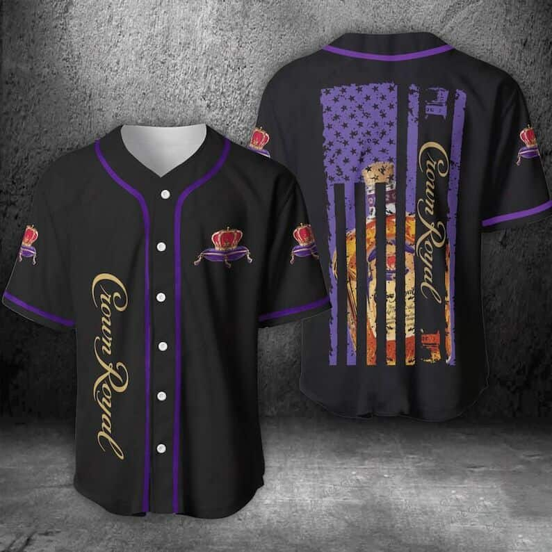 Black Crown Royal Flag Baseball Jersey Whisky Lovers Gift