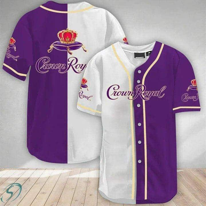 White And Purple Split Crown Royal Baseball Jersey Gift For Him