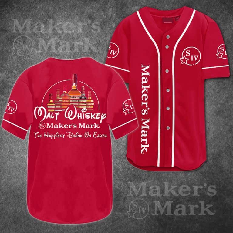 Maker's Mark Baseball Jersey Malt Whiskey The Happiest Drink On Earth Maker's Mark Baseball Jersey Malt Whiskey The Happiest Drink On Earth