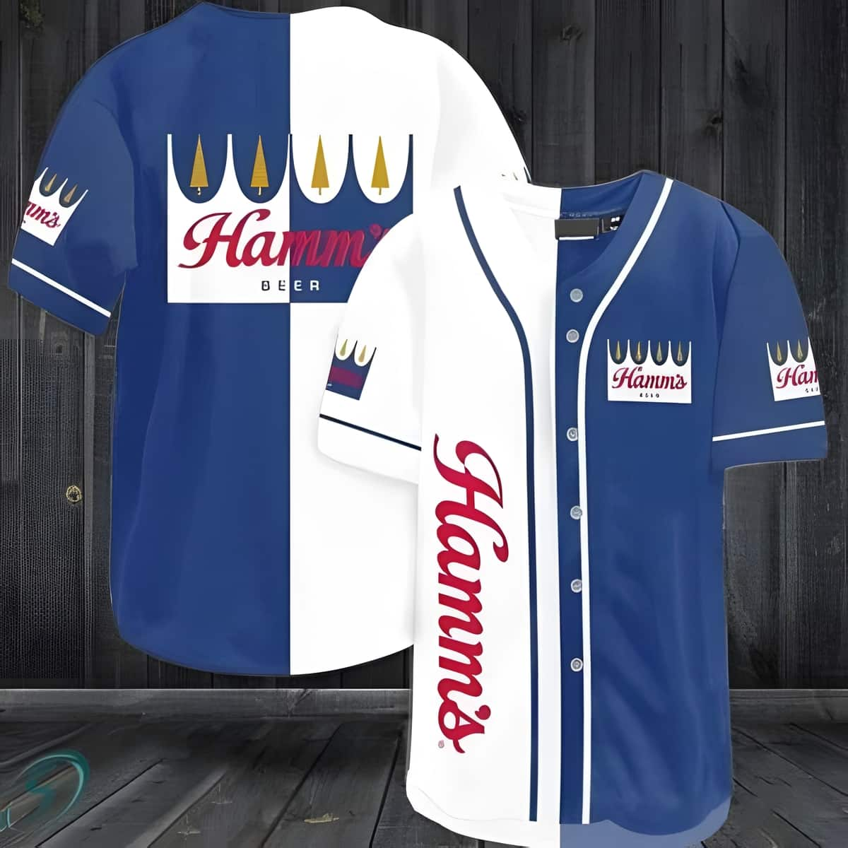 White - Blue Hamm's Beer Baseball Jersey Baseball Fans Gift