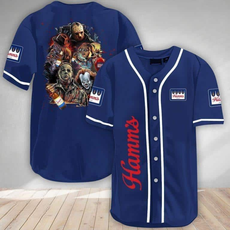 Michael Myers It Jason Voorhees Freddy Krueger Chucky Hamm’s Beer Baseball Jersey