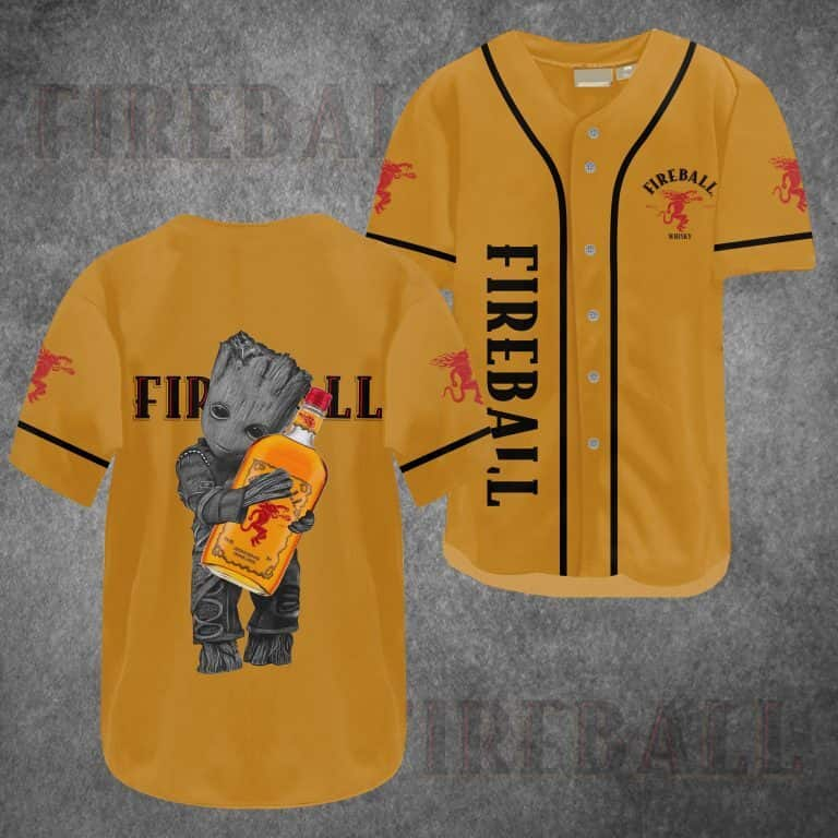 Baby Groot Fireball Whisky Baseball Jersey Sports Gift For Him