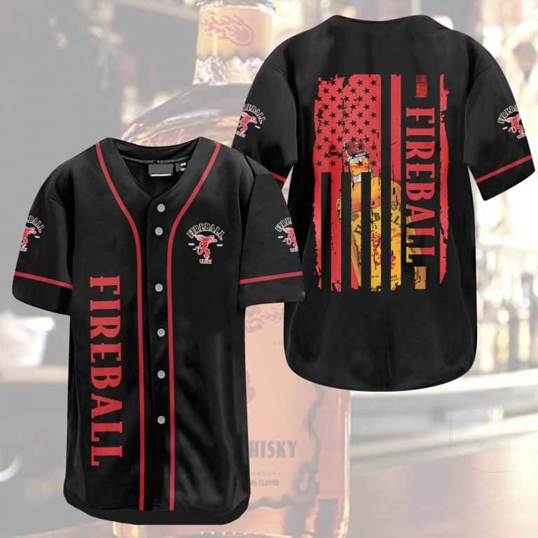 Fireball Whisky Flag Baseball Jersey Gift For Sporty Husband