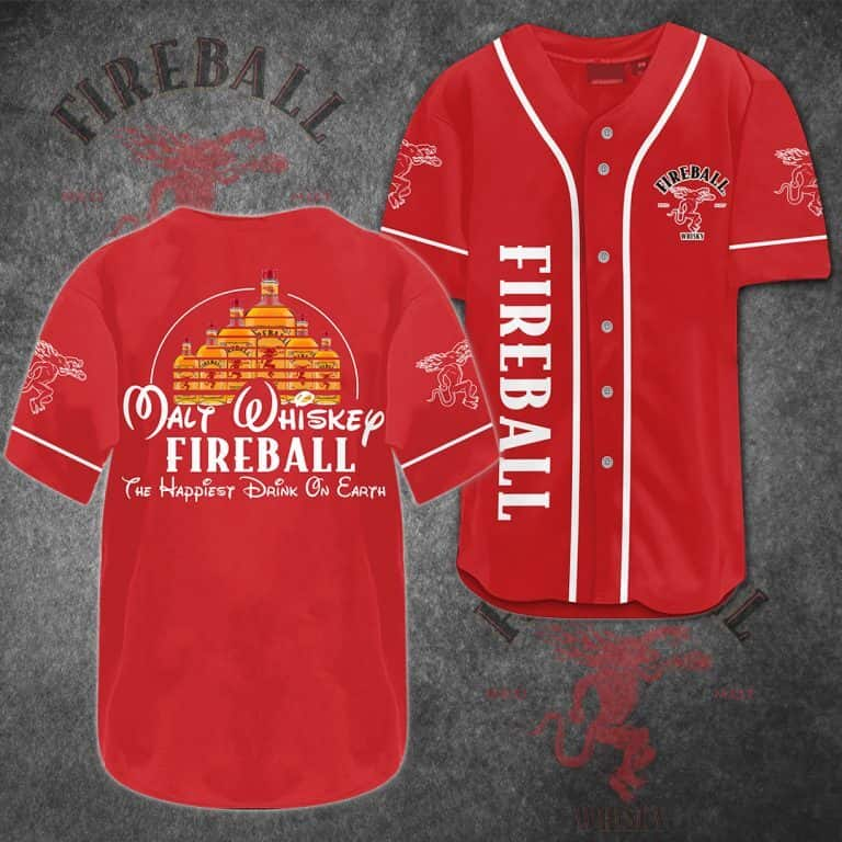 Fireball Baseball Jersey Malt Whiskey The Happiest Drink On Earth