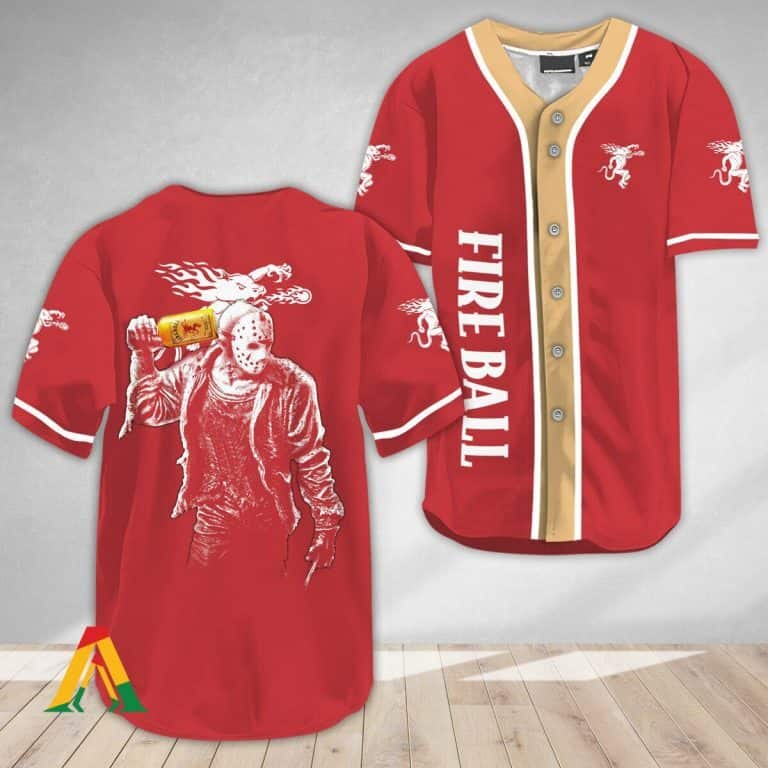 Red Fireball Whisky Baseball Jersey Jason Voorhees Friday The 13th