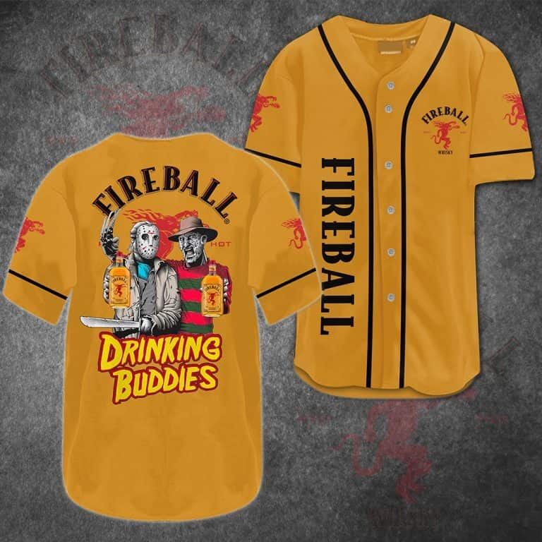 Drinking Buddies Fireball Whisky Baseball Jersey Jason Voorhees And Freddy Krueger