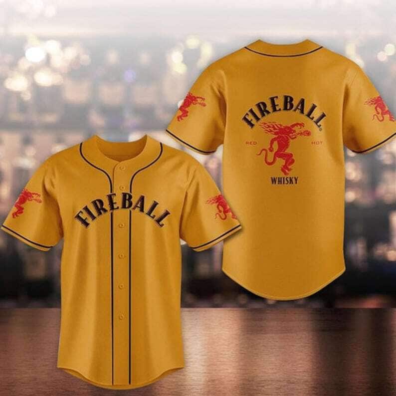 Fireball Whisky Baseball Jersey Sports Gift For Him Fireball Whisky Baseball Jersey Sports Gift For Him
