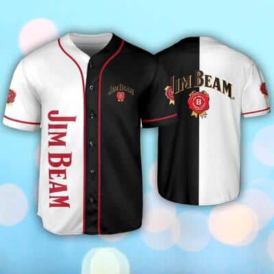 Black And White Split Jim Beam Baseball Jersey Gift For Whiskey Lovers