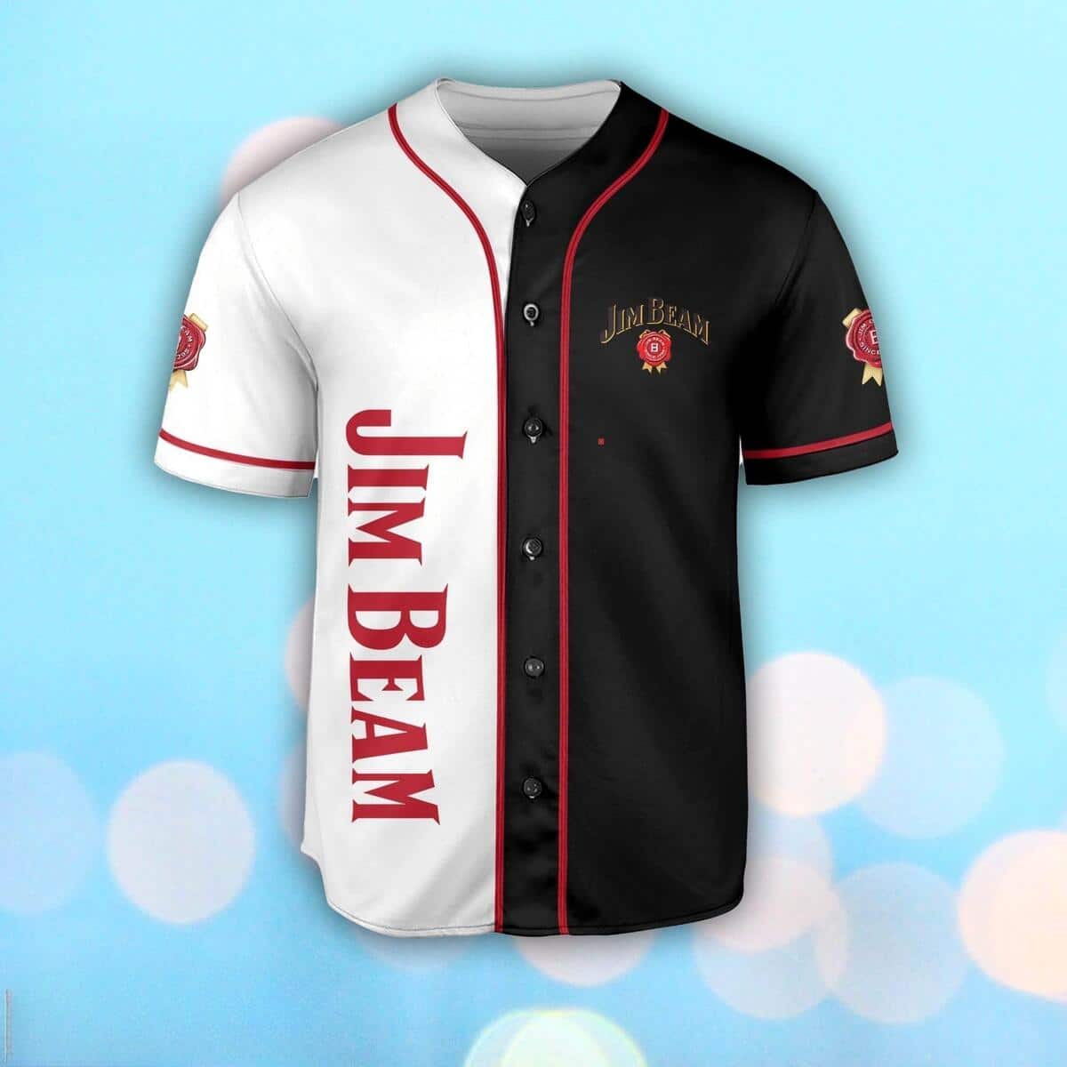 Black And White Split Jim Beam Baseball Jersey Gift For Whiskey Lovers