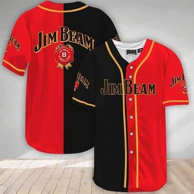 Black And Red Split Jim Beam Baseball Jersey Gift For Whiskey Drinkers