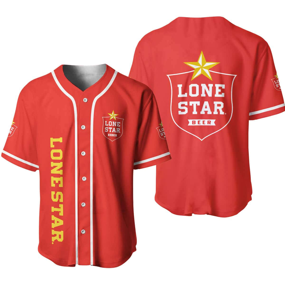 Red Lone Star Beer Baseball Jersey Gift For Sporty Husband