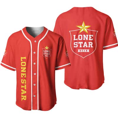 Red Lone Star Beer Baseball Jersey Gift For Sporty Husband Red Lone Star Beer Baseball Jersey Gift For Sporty Husband