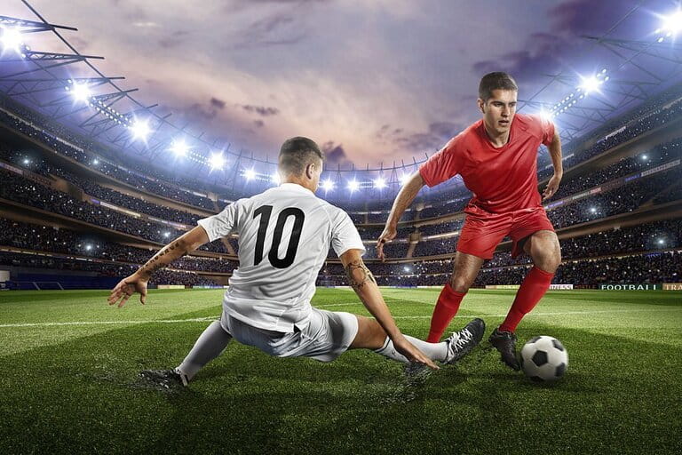 Football player using locking technique