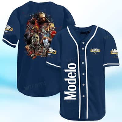 Michael Myers IT Jason Voorhees Freddy Krueger Chucky Modelo Beer Baseball Jersey Michael Myers IT Jason Voorhees Freddy Krueger Chucky Modelo Beer Baseball Jersey