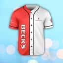 Red And White Split Beck’s Beer Baseball Jersey Red And White Split Beck’s Beer Baseball Jersey