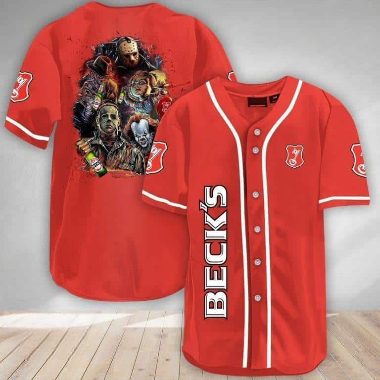 Beck’s Beer Michael Myers IT Jason Voorhees Freddy Krueger Chucky Baseball Jersey