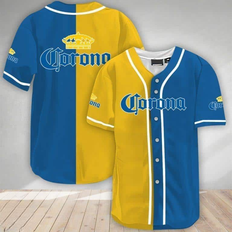 Yellow And Blue Split Corona Extra Baseball Jersey Beer Lovers Gift