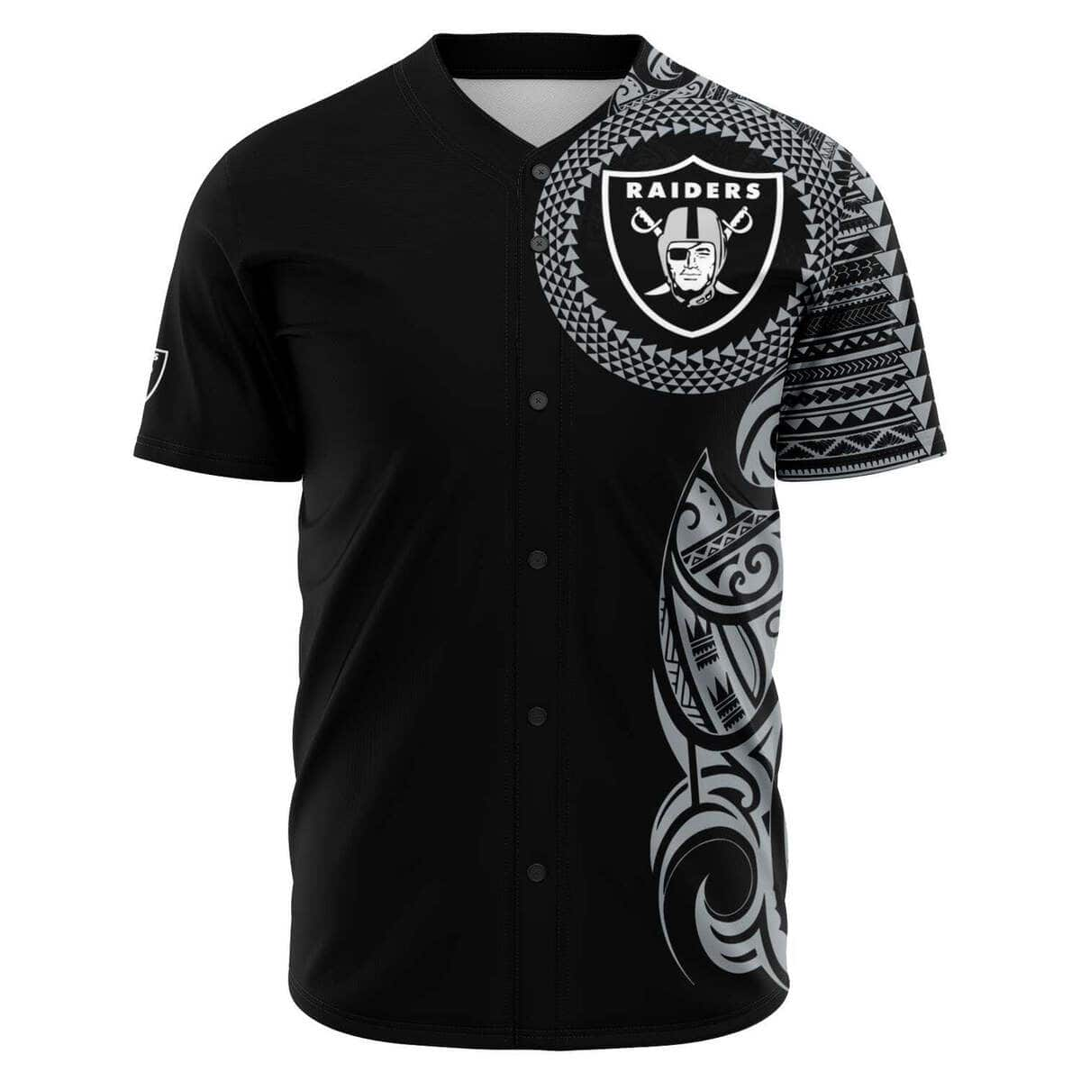 NFL Las Vegas Raiders Baseball Jersey Polynesian Pattern