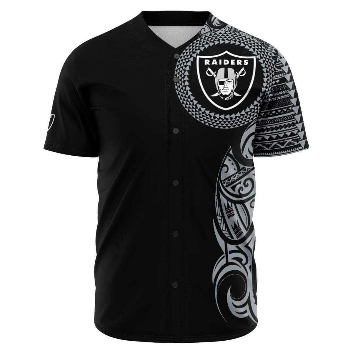 NFL Las Vegas Raiders Baseball Jersey Polynesian Pattern NFL Las Vegas Raiders Baseball Jersey Polynesian Pattern