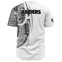 White NFL Las Vegas Raiders Baseball Jersey Polynesian Pattern