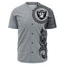 Gray NFL Las Vegas Raiders Baseball Jersey Polynesian Pattern Gray NFL Las Vegas Raiders Baseball Jersey Polynesian Pattern