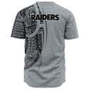 Gray NFL Las Vegas Raiders Baseball Jersey Polynesian Pattern Gray NFL Las Vegas Raiders Baseball Jersey Polynesian Pattern