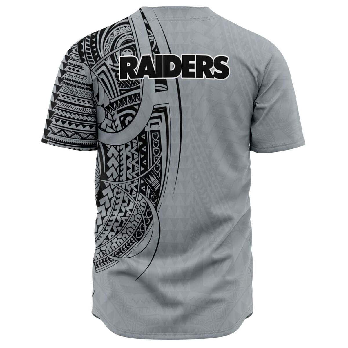 Gray NFL Las Vegas Raiders Baseball Jersey Polynesian Pattern Gray NFL Las Vegas Raiders Baseball Jersey Polynesian Pattern