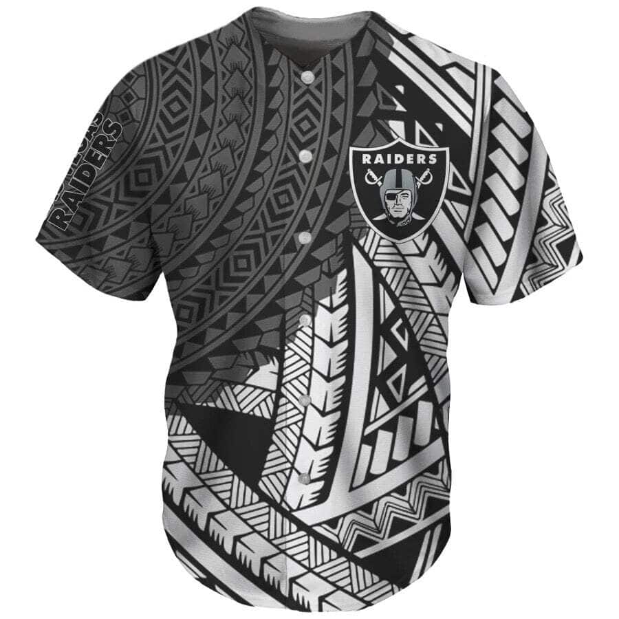 NFL Las Vegas Raiders Baseball Jersey Polynesian Art NFL Las Vegas Raiders Baseball Jersey Polynesian Art