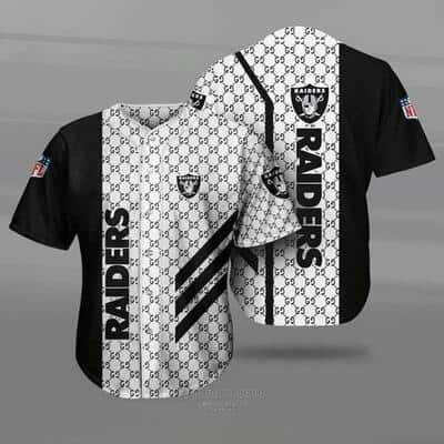 NFL Las Vegas Raiders Baseball Jersey Gucci Parody Gift For Sporty Husband NFL Las Vegas Raiders Baseball Jersey Gucci Parody Gift For Sporty Husband