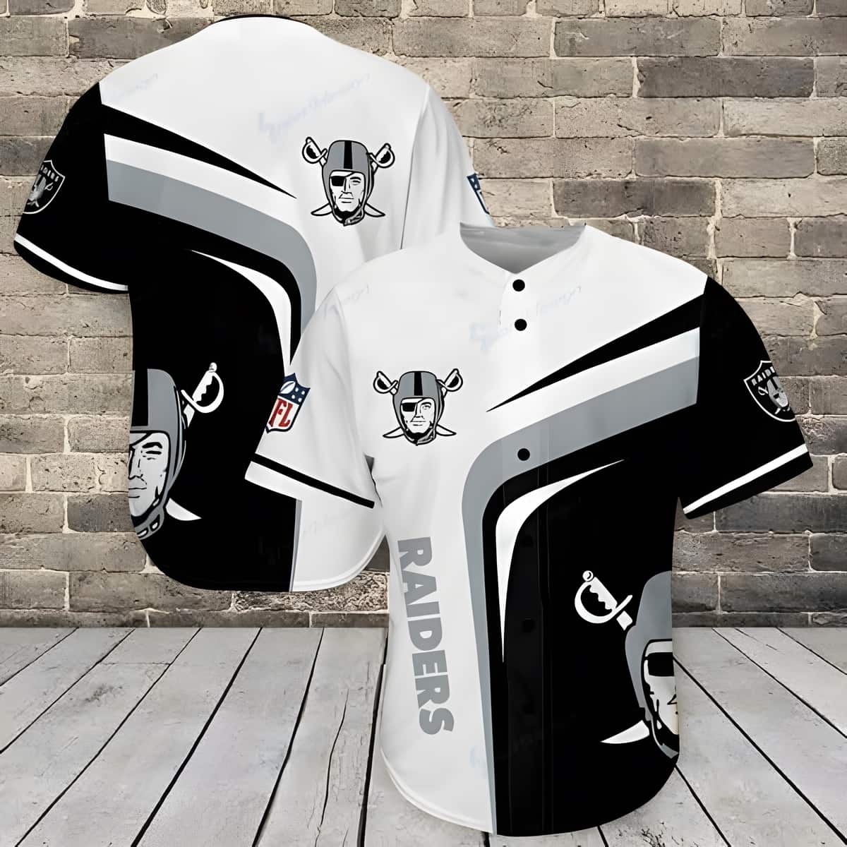 NFL Las Vegas Raiders White Black Baseball Jersey Gift For Sport Dad NFL Las Vegas Raiders White Black Baseball Jersey Gift For Sport Dad