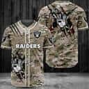 NFL Las Vegas Raiders Baseball Jersey Camouflage Pattern NFL Las Vegas Raiders Baseball Jersey Camouflage Pattern