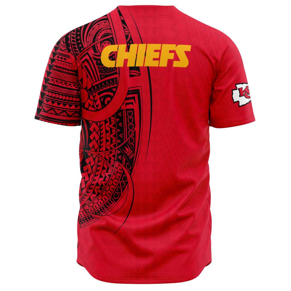 Red NFL Kansas City Chiefs Baseball Jersey Polynesian Pattern Red NFL Kansas City Chiefs Baseball Jersey Polynesian Pattern