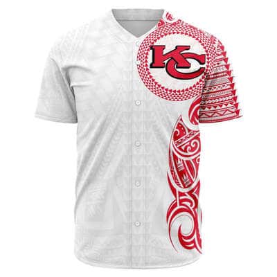 White NFL Kansas City Chiefs Baseball Jersey Polynesian Pattern White NFL Kansas City Chiefs Baseball Jersey Polynesian Pattern
