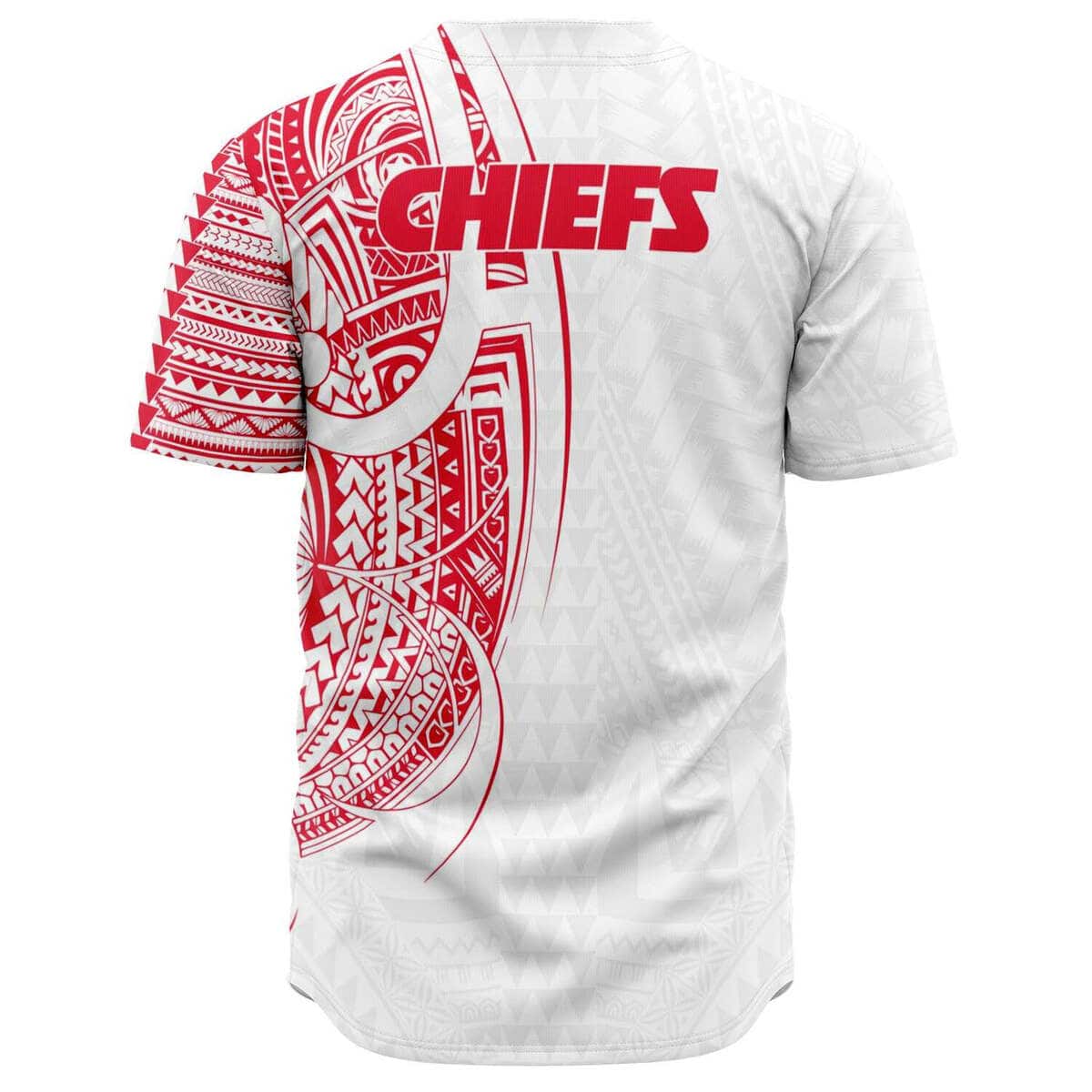 White NFL Kansas City Chiefs Baseball Jersey Polynesian Pattern White NFL Kansas City Chiefs Baseball Jersey Polynesian Pattern