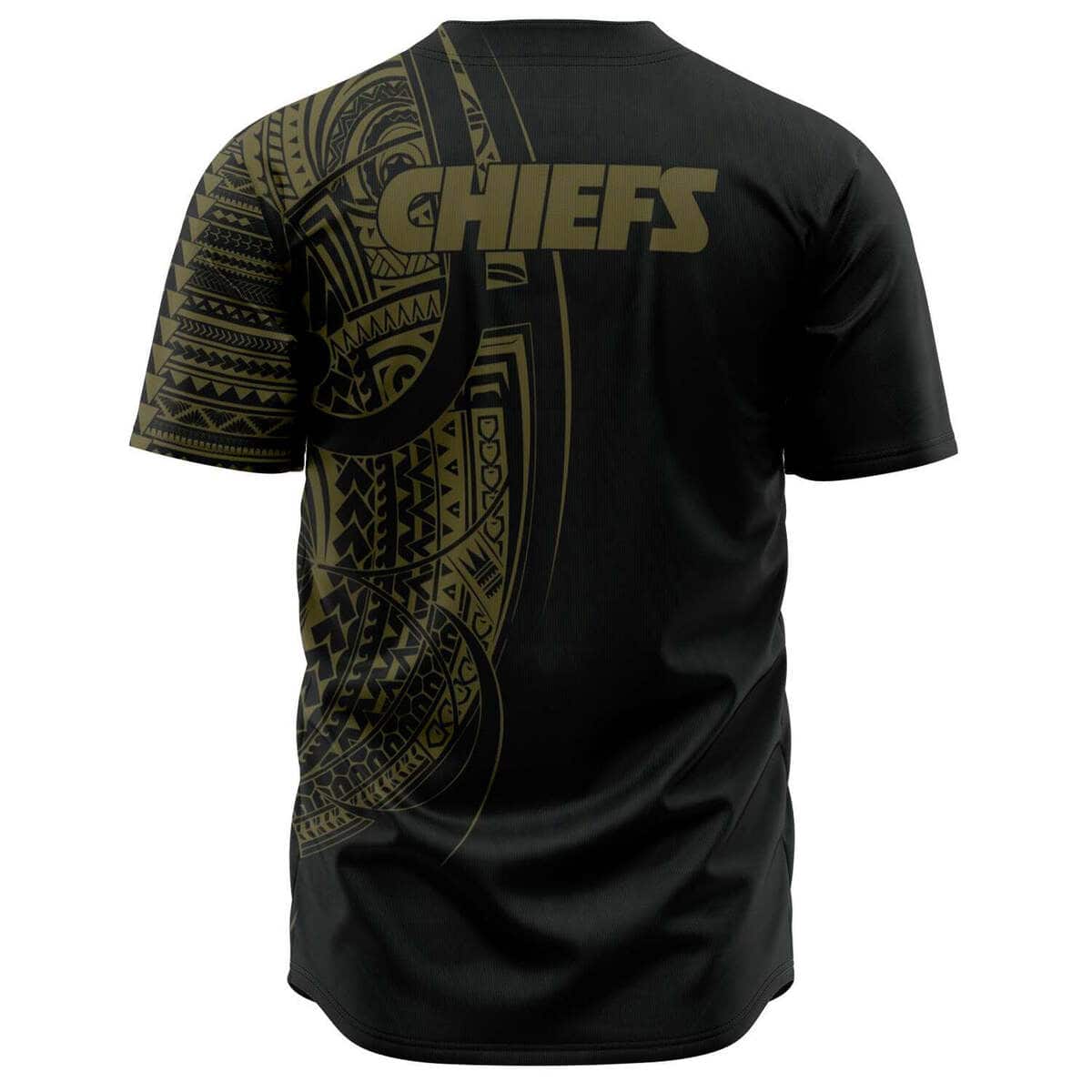 Black NFL Kansas City Chiefs Baseball Jersey Polynesian Pattern Black NFL Kansas City Chiefs Baseball Jersey Polynesian Pattern