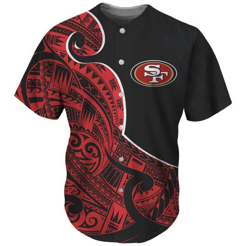 San Francisco 49ers Baseball Jersey Tribal Pattern Gift For Sporty Boyfriend San Francisco 49ers Baseball Jersey Tribal Pattern Gift For Sporty Boyfriend
