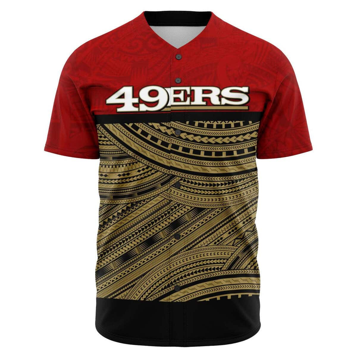 NFL San Francisco 49ers Baseball Jersey Polynesian Pattern