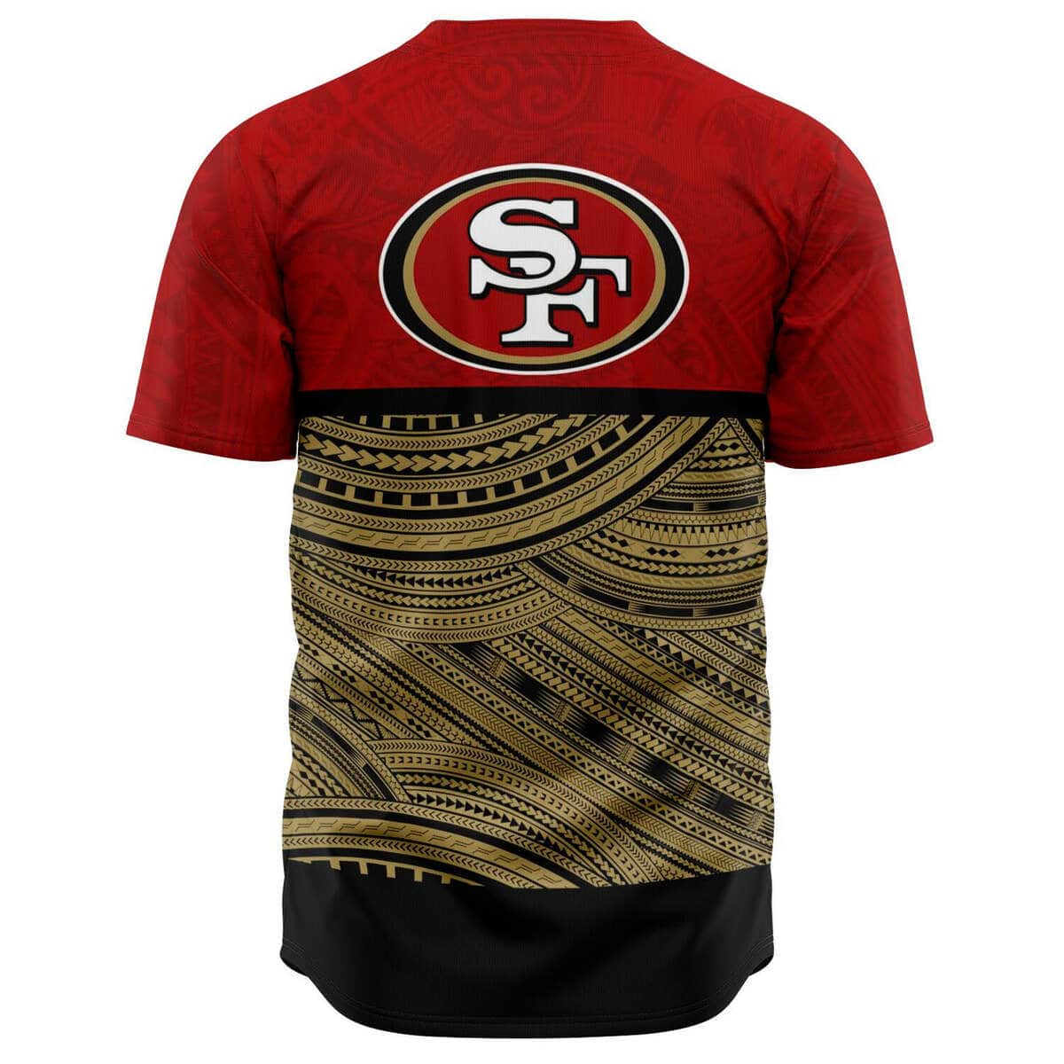 NFL San Francisco 49ers Baseball Jersey Polynesian Pattern NFL San Francisco 49ers Baseball Jersey Polynesian Pattern