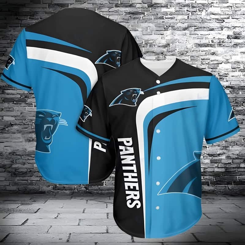 Carolina Panthers Blue Black Baseball Jersey Gift For NFL Fans Carolina Panthers Blue Black Baseball Jersey Gift For NFL Fans