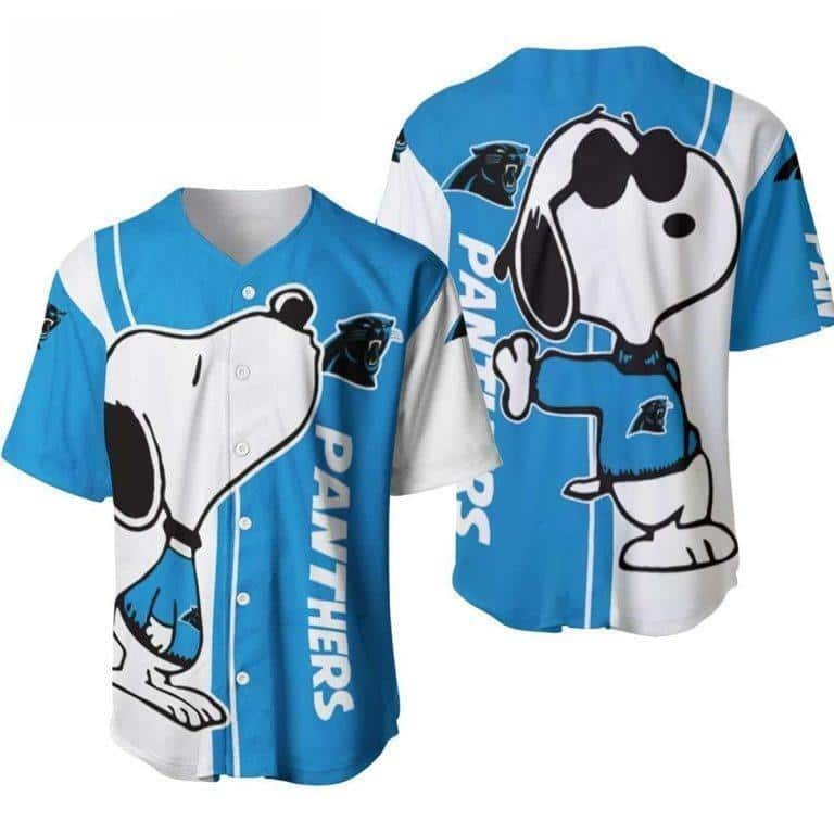 Snoopy Loves NFL Carolina Panthers Baseball Jersey Gift For Best Friend