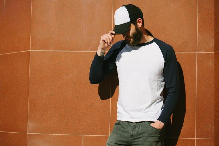 white blank t-shirt with space for your logo on a hipster man with a beard white blank t-shirt with space for your logo on a hipster man with a beard