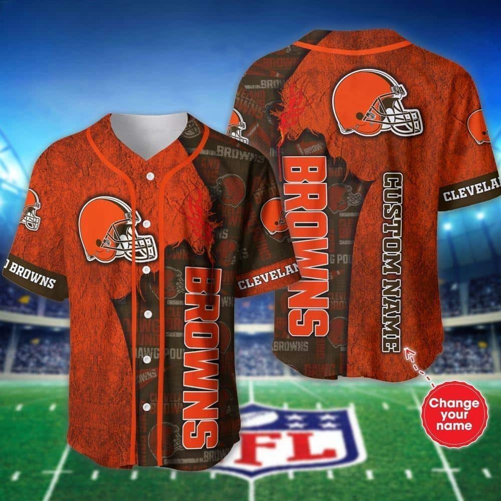 Personalized Cleveland Browns Baseball Jersey Gift For NFL Fans Custom Name Personalized Cleveland Browns Baseball Jersey Gift For NFL Fans Custom Name