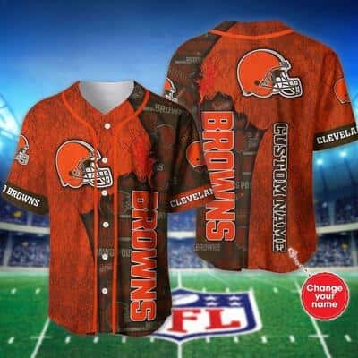 Personalized Cleveland Browns Baseball Jersey Gift For NFL Fans Custom Name Personalized Cleveland Browns Baseball Jersey Gift For NFL Fans Custom Name