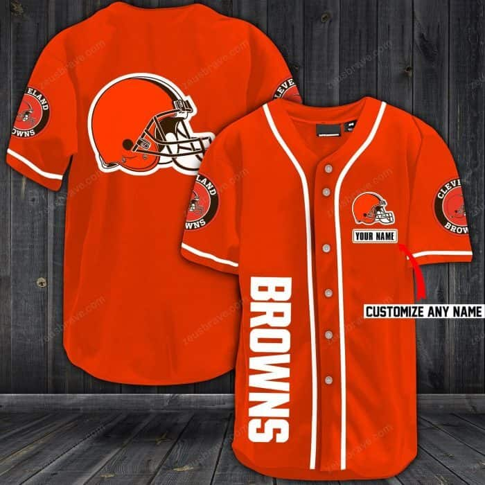 Personalized NFL Cleveland Browns Baseball Jersey Gift For Football Fans Custom Name