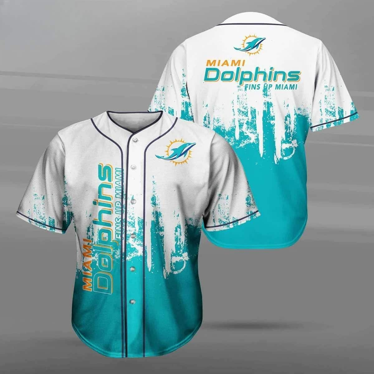 NFL Miami Dolphins Baseball Jersey Fins Up Miami Gift For Football Players