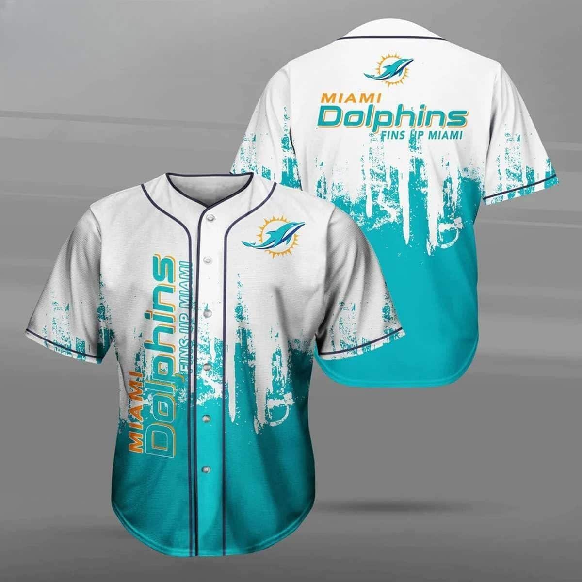 NFL Miami Dolphins Baseball Jersey Fins Up Miami Gift For Football Players NFL Miami Dolphins Baseball Jersey Fins Up Miami Gift For Football Players