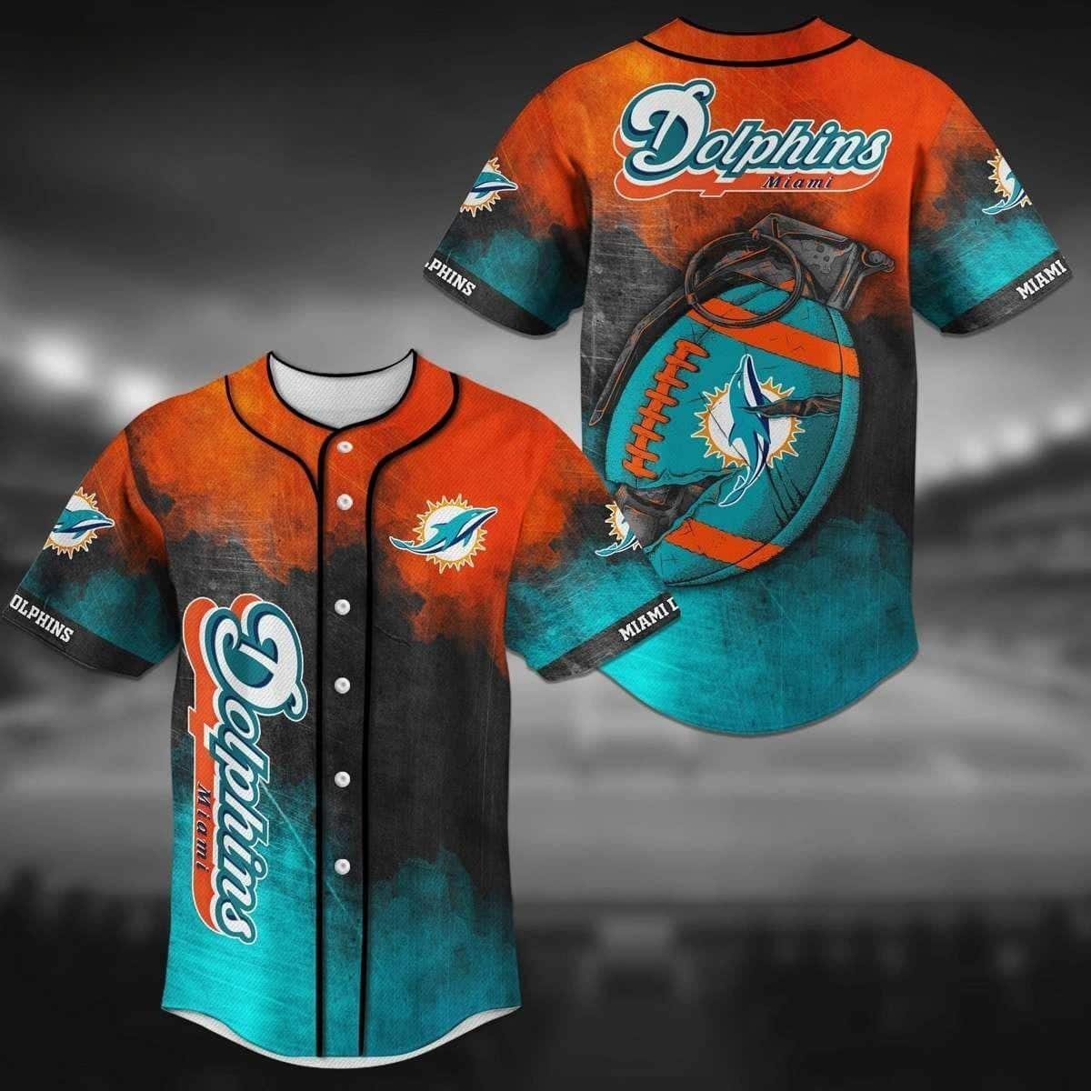 NFL Miami Dolphins Baseball Jersey Best Gift For Football Fans NFL Miami Dolphins Baseball Jersey Best Gift For Football Fans