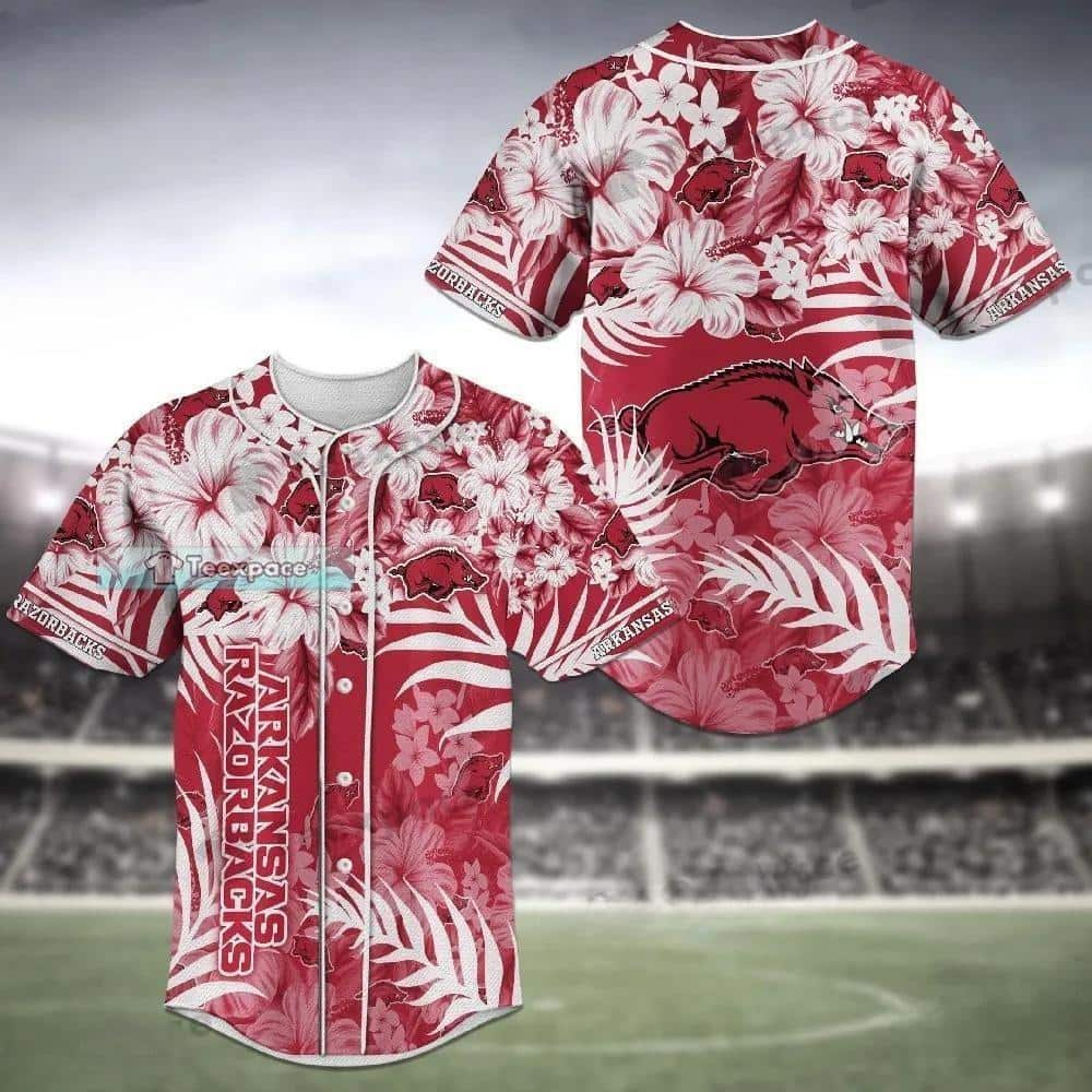 NCAA Arkansas Razorbacks Baseball Jersey Tropical Flower Gift For Football Fans