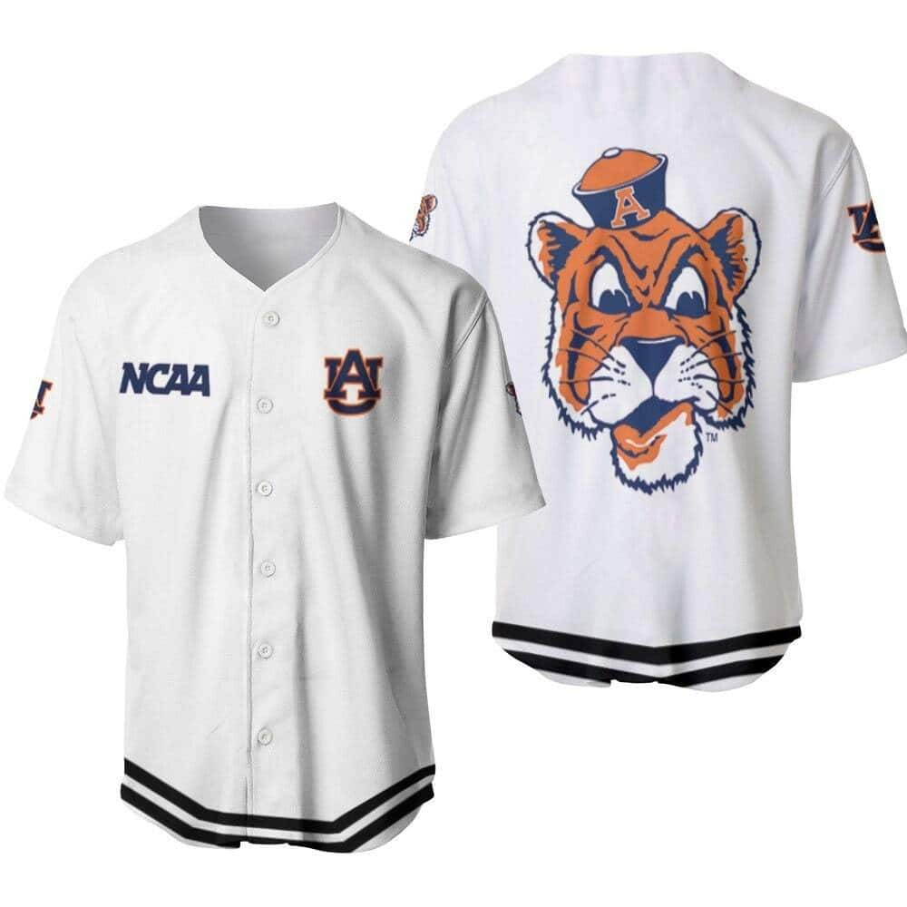 White NCAA Auburn Tigers Baseball Jersey Gift For Football Players