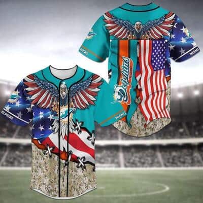 NFL Miami Dolphins Baseball Jersey American Eagle Gift For Sporty Husband NFL Miami Dolphins Baseball Jersey American Eagle Gift For Sporty Husband